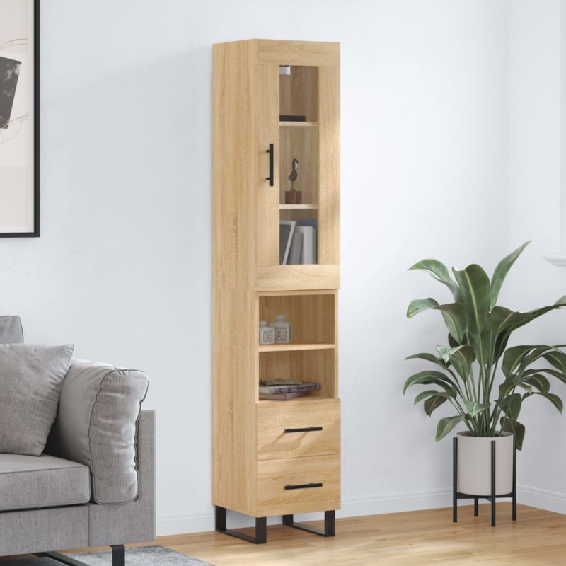 vidaXL Credenza Rovere Sonoma 34,5x34x180 cm in Legno Multistrato vidaXL Credenza Rovere Sonoma 34,5x34x180 cm in Legno Multistrato