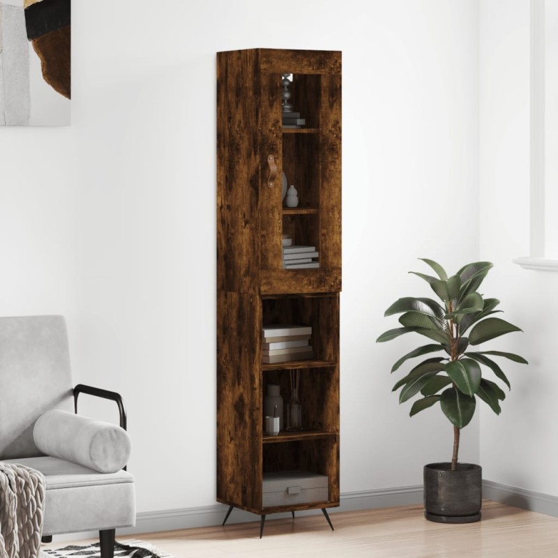 vidaXL Credenza Rovere Fumo 34,5x34x180 cm in Legno Multistrato vidaXL Credenza Rovere Fumo 34,5x34x180 cm in Legno Multistrato