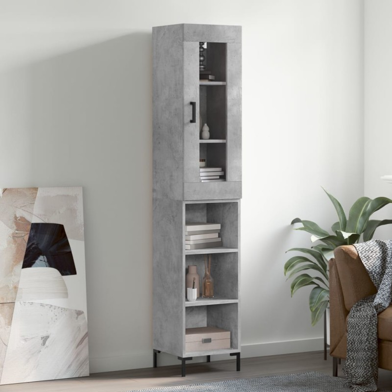 vidaXL Credenza Grigio Cemento 34,5x34x180 cm in Legno Multistrato vidaXL Credenza Grigio Cemento 34,5x34x180 cm in Legno Multistrato