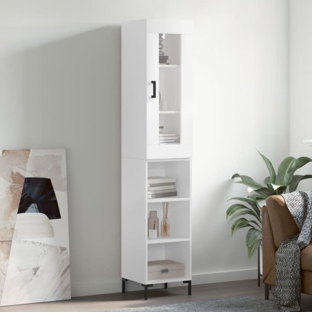 vidaXL Credenza Bianca 34,5x34x180 cm in Legno Multistrato