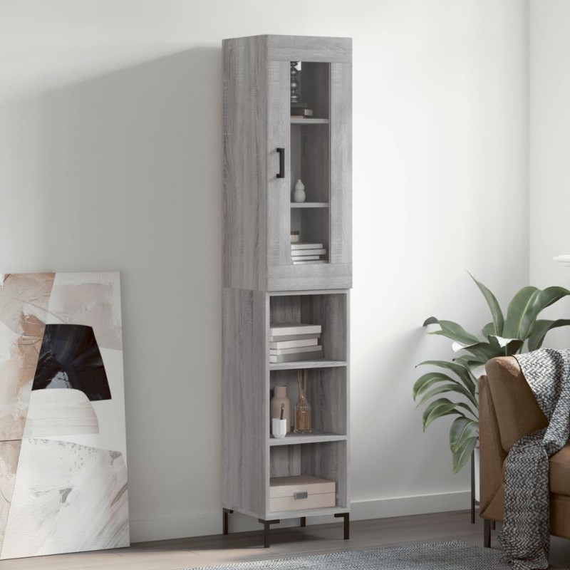 vidaXL Credenza Grigio Sonoma 34,5x34x180 cm in Legno Multistrato vidaXL Credenza Grigio Sonoma 34,5x34x180 cm in Legno Multistrato