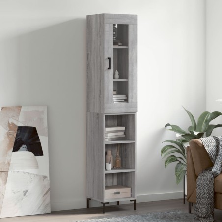 vidaXL Credenza Grigio Sonoma 34,5x34x180 cm in Legno Multistrato