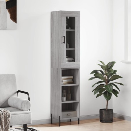 vidaXL Credenza Grigio Sonoma 34,5x34x180 cm in Legno Multistrato