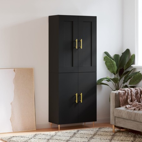vidaXL Credenza Nera 69,5x34x180 cm in Legno Multistrato