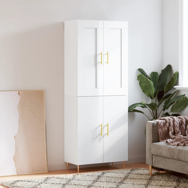vidaXL Credenza Bianco Lucido 69,5x34x180 cm in Legno Multistrato vidaXL Credenza Bianco Lucido 69,5x34x180 cm in Legno Multistrato