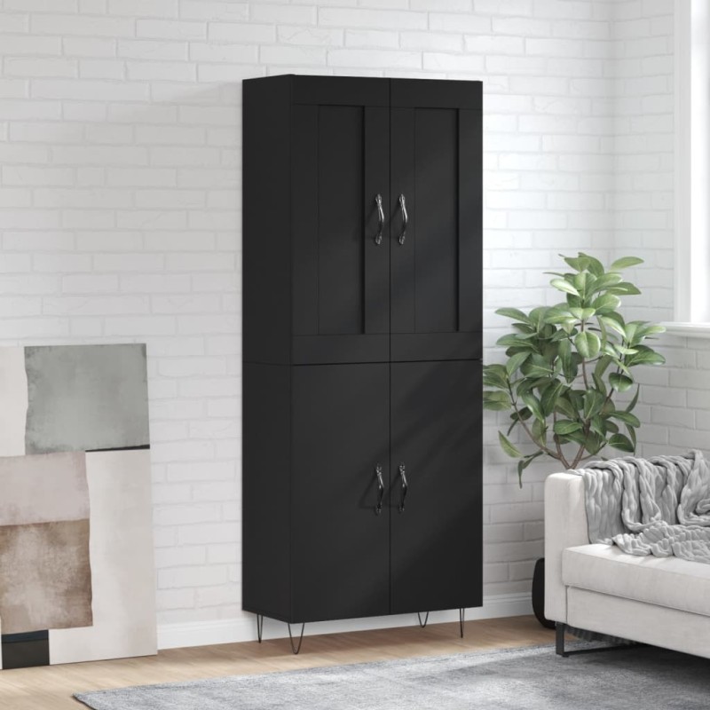 vidaXL Credenza Nera 69,5x34x180 cm in Legno Multistrato vidaXL Credenza Nera 69,5x34x180 cm in Legno Multistrato