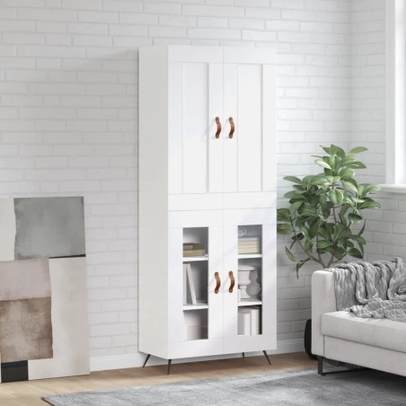 vidaXL Credenza Bianco Lucido 69,5x34x180 cm in Legno Multistrato