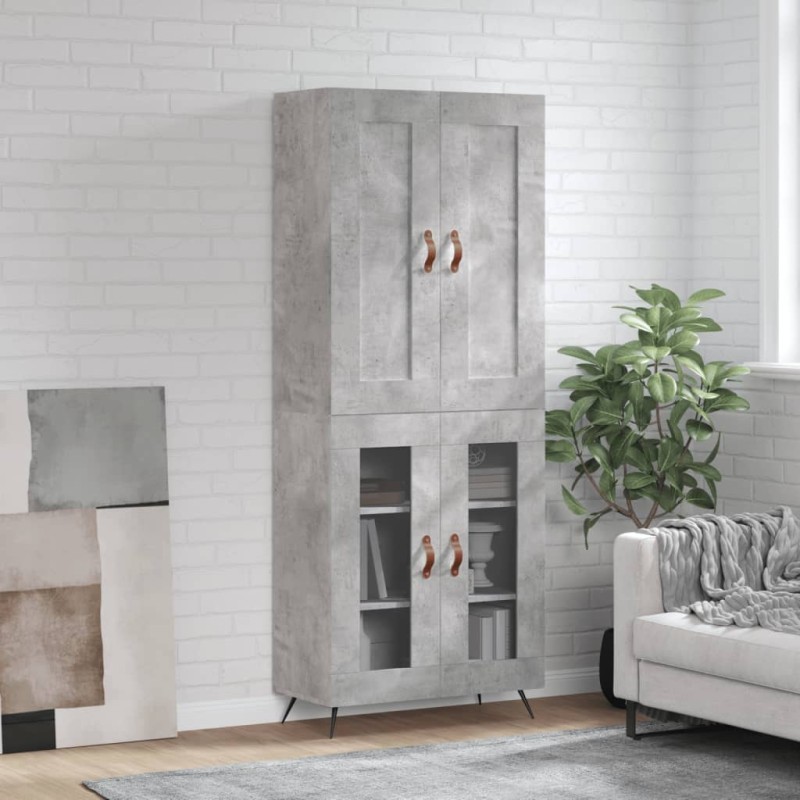vidaXL Credenza Grigio Cemento 69,5x34x180 cm in Legno Multistrato vidaXL Credenza Grigio Cemento 69,5x34x180 cm in Legno Multistrato