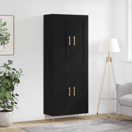 vidaXL Credenza Nera 69,5x34x180 cm in Legno Multistrato