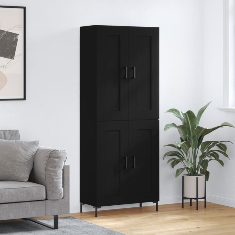 vidaXL Credenza Nera 69,5x34x180 cm in Legno Multistrato vidaXL Credenza Nera 69,5x34x180 cm in Legno Multistrato