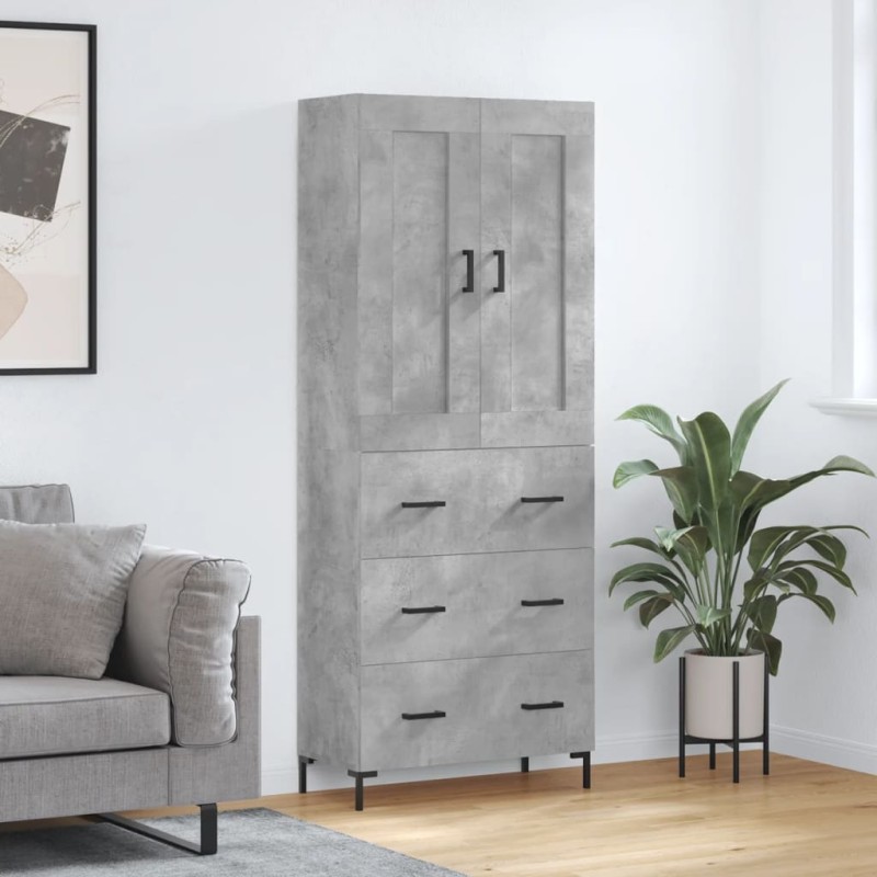 vidaXL Credenza Grigio Cemento 69,5x34x180 cm in Legno Multistrato vidaXL Credenza Grigio Cemento 69,5x34x180 cm in Legno Multistrato