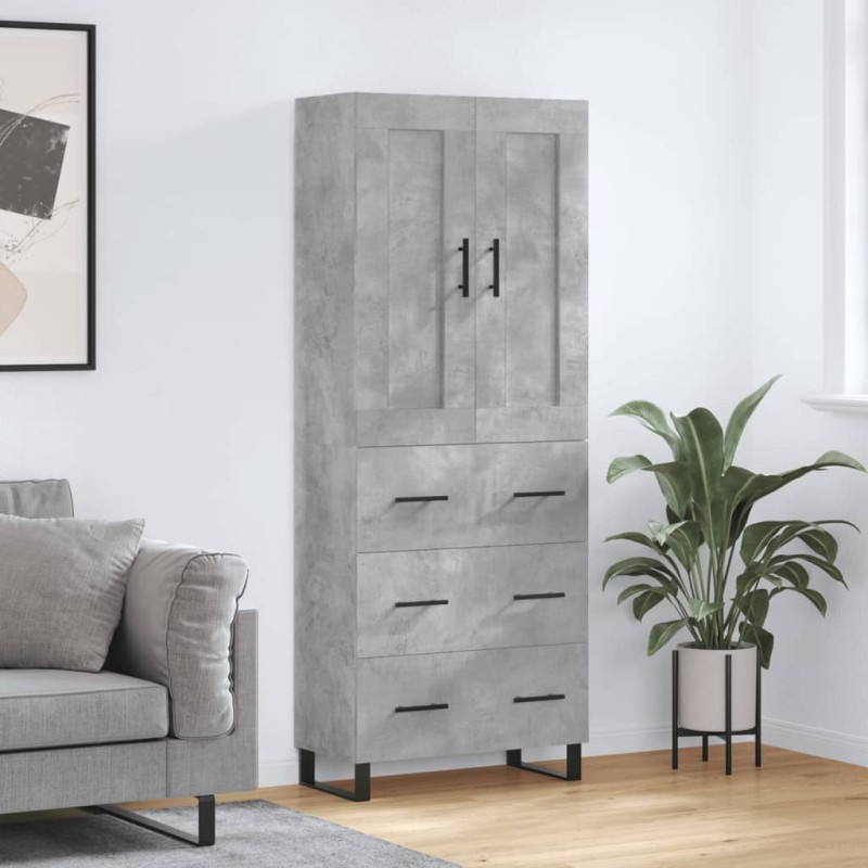 vidaXL Credenza Grigio Cemento 69,5x34x180 cm in Legno Multistrato vidaXL Credenza Grigio Cemento 69,5x34x180 cm in Legno Multistrato