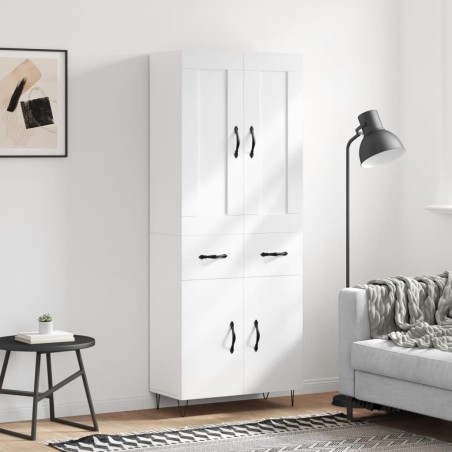 vidaXL Credenza Bianca 69,5x34x180 cm in Legno Multistrato