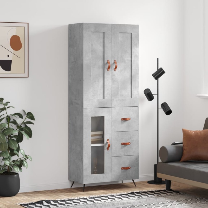 vidaXL Credenza Grigio Cemento 69,5x34x180 cm in Legno Multistrato vidaXL Credenza Grigio Cemento 69,5x34x180 cm in Legno Multistrato