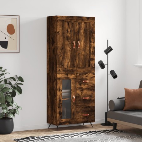 vidaXL Credenza Rovere Fumo  69,5x34x180 cm in Legno Multistrato