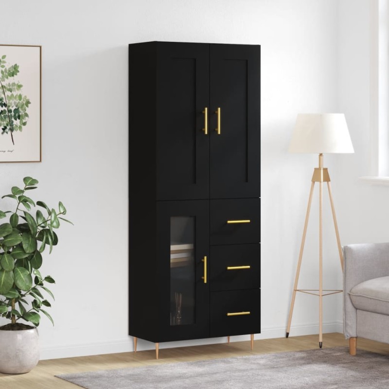 vidaXL Credenza Nera 69,5x34x180 cm in Legno Multistrato vidaXL Credenza Nera 69,5x34x180 cm in Legno Multistrato