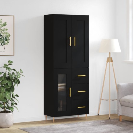 vidaXL Credenza Nera 69,5x34x180 cm in Legno Multistrato