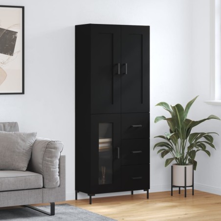 vidaXL Credenza Nera 69,5x34x180 cm in Legno Multistrato