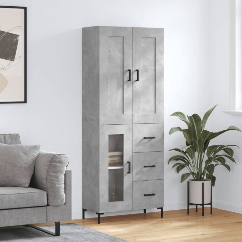 vidaXL Credenza Grigio Cemento 69,5x34x180 cm in Legno Multistrato vidaXL Credenza Grigio Cemento 69,5x34x180 cm in Legno Multistrato