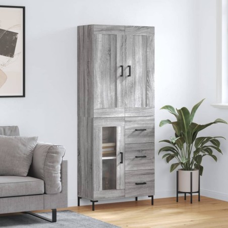 vidaXL Credenza Grigio Sonoma 69,5x34x180 cm in Legno Multistrato