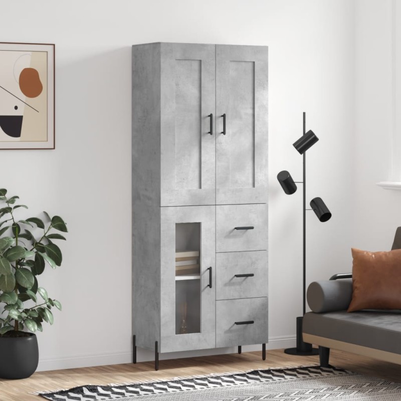vidaXL Credenza Grigio Cemento 69,5x34x180 cm in Legno Multistrato vidaXL Credenza Grigio Cemento 69,5x34x180 cm in Legno Multistrato