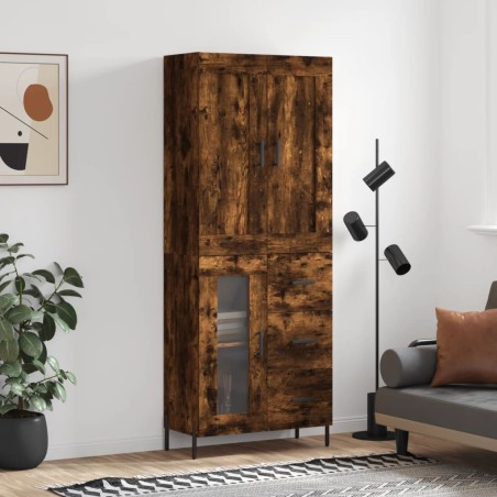vidaXL Credenza Rovere Fumo  69,5x34x180 cm in Legno Multistrato
