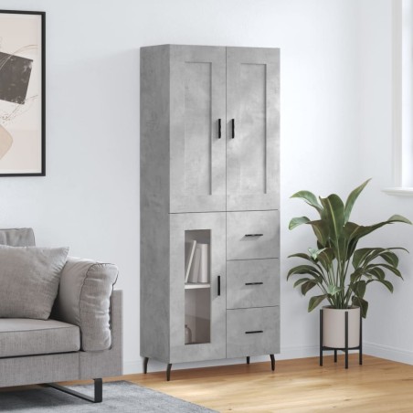 vidaXL Credenza Grigio Cemento 69,5x34x180 cm in Legno Multistrato