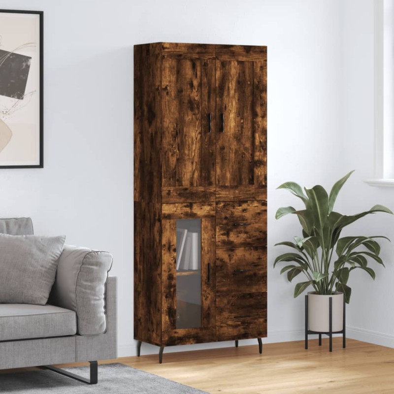 vidaXL Credenza Rovere Fumo 69,5x34x180 cm in Legno Multistrato vidaXL Credenza Rovere Fumo 69,5x34x180 cm in Legno Multistrato