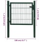Cancello da Giardino 2D (Singolo) Verde 106 x 130 cm Cancello da Giardino 2D (Singolo) Verde 106 x 130 cm