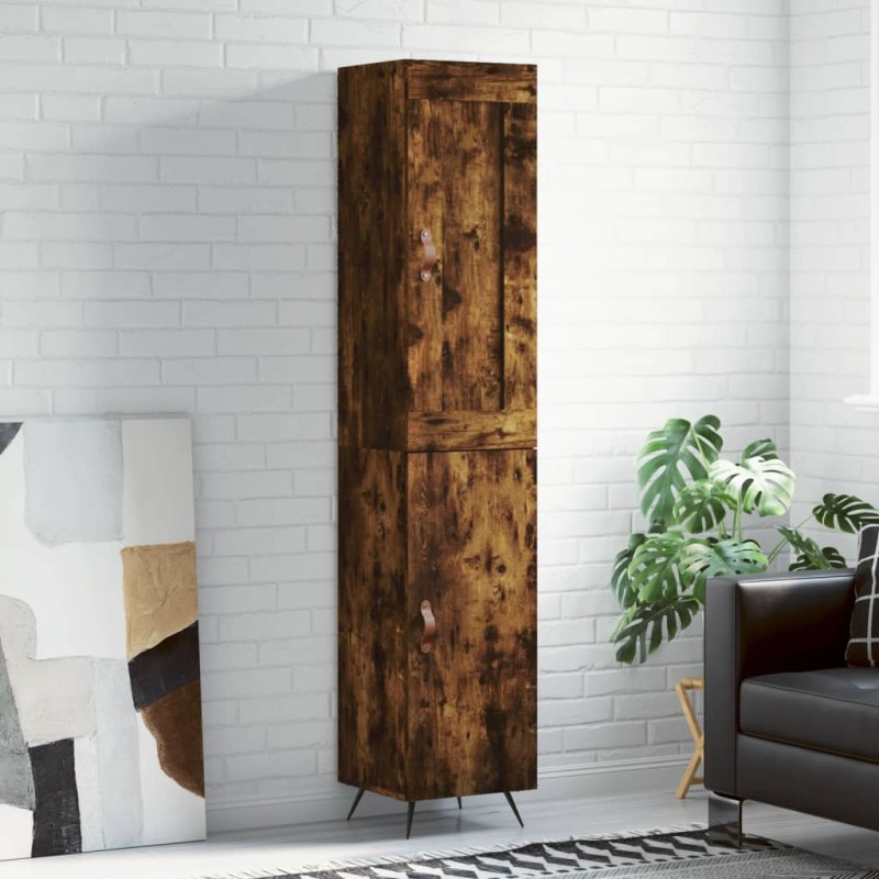 vidaXL Credenza Rovere Fumo 34,5x34x180 cm in Legno Multistrato vidaXL Credenza Rovere Fumo 34,5x34x180 cm in Legno Multistrato