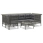 Set Divani da Giardino 7 pz con Cuscini in Polyrattan Grigio Set Divani da Giardino 7 pz con Cuscini in Polyrattan Grigio