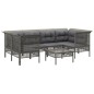Set Divani da Giardino 7 pz con Cuscini in Polyrattan Grigio Set Divani da Giardino 7 pz con Cuscini in Polyrattan Grigio