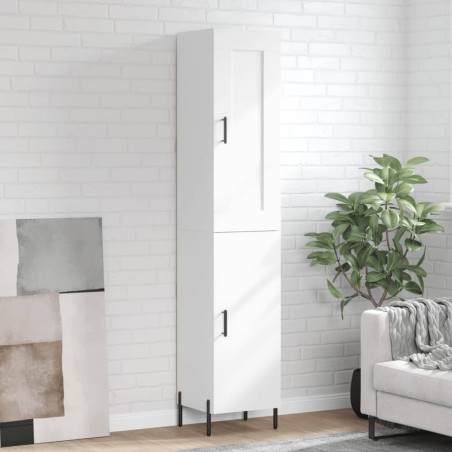 vidaXL Credenza 34,5x34x180 cm in Legno Multistrato Bianco Lucido