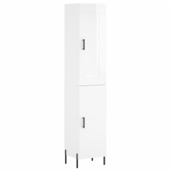 vidaXL Credenza 34,5x34x180 cm in Legno Multistrato Bianco Lucido