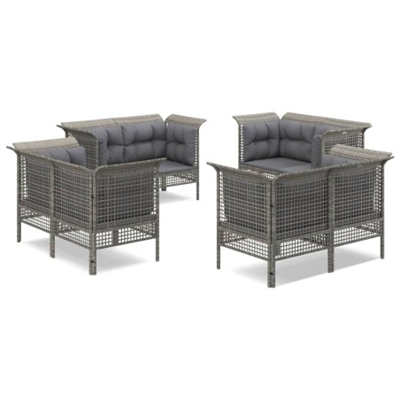 vidaXL Set Divani da Giardino 8 pz con Cuscini in Polyrattan Grigio