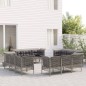 Set Divani da Giardino 12 pz con Cuscini in Polyrattan Grigio Set Divani da Giardino 12 pz con Cuscini in Polyrattan Grigio