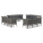 Set Divani da Giardino 12 pz con Cuscini in Polyrattan Grigio Set Divani da Giardino 12 pz con Cuscini in Polyrattan Grigio
