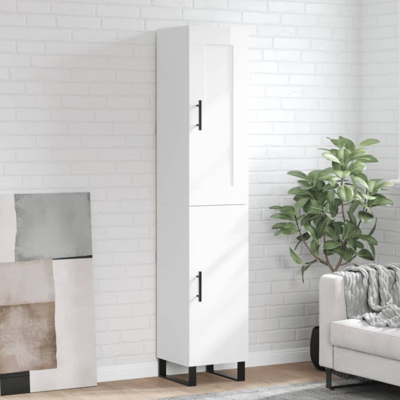 vidaXL Credenza 34,5x34x180 cm in Legno Multistrato Bianco Lucido vidaXL Credenza 34,5x34x180 cm in Legno Multistrato Bianco Lucido