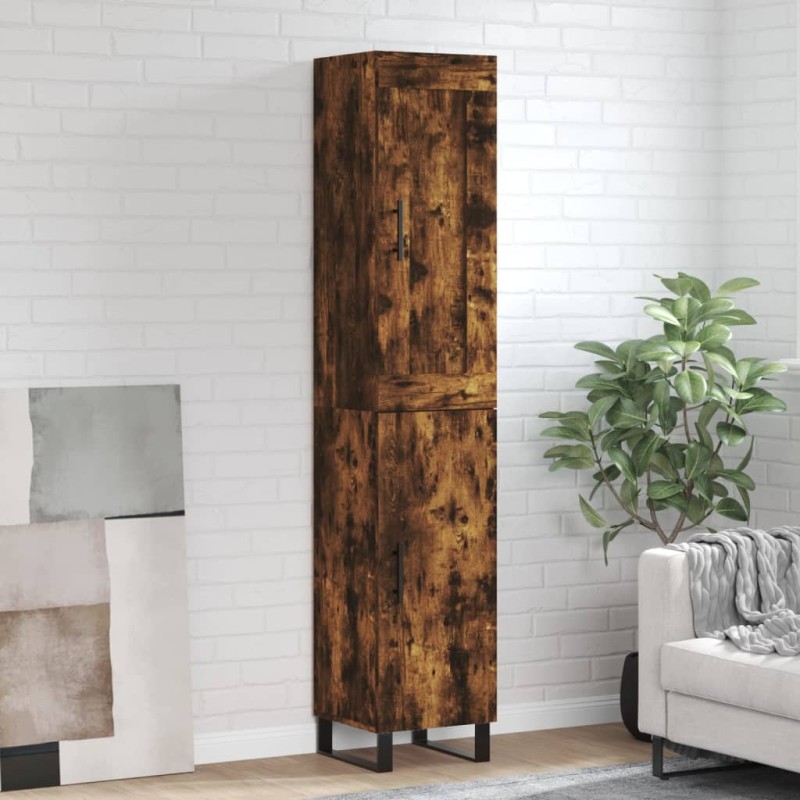 vidaXL Credenza Rovere Fumo 34,5x34x180 cm in Legno Multistrato vidaXL Credenza Rovere Fumo 34,5x34x180 cm in Legno Multistrato