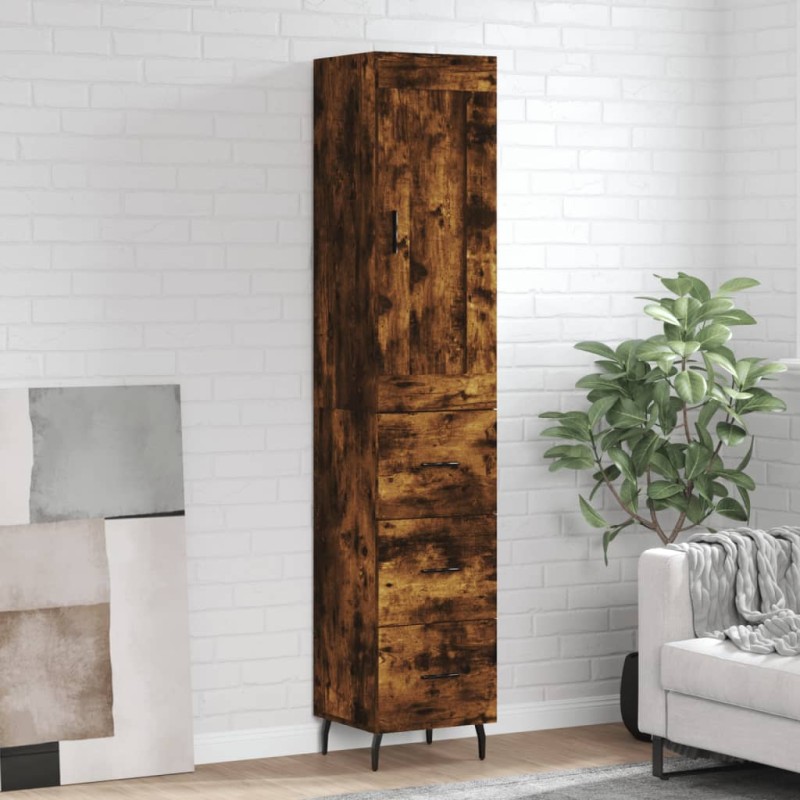 vidaXL Credenza Rovere Fumo 34,5x34x180 cm in Legno Multistrato vidaXL Credenza Rovere Fumo 34,5x34x180 cm in Legno Multistrato