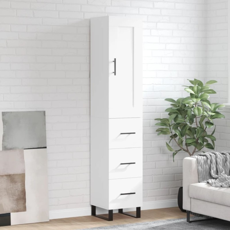 vidaXL Credenza Bianca 34,5x34x180 cm in Legno Multistrato