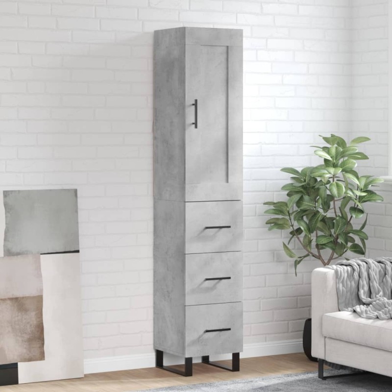 vidaXL Credenza Grigio Cemento 34,5x34x180 cm in Legno Multistrato
