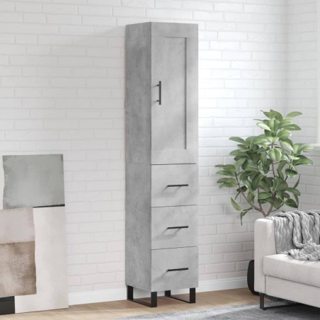 vidaXL Credenza Grigio Cemento 34,5x34x180 cm in Legno Multistrato