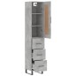 vidaXL Credenza Grigio Cemento 34,5x34x180 cm in Legno Multistrato