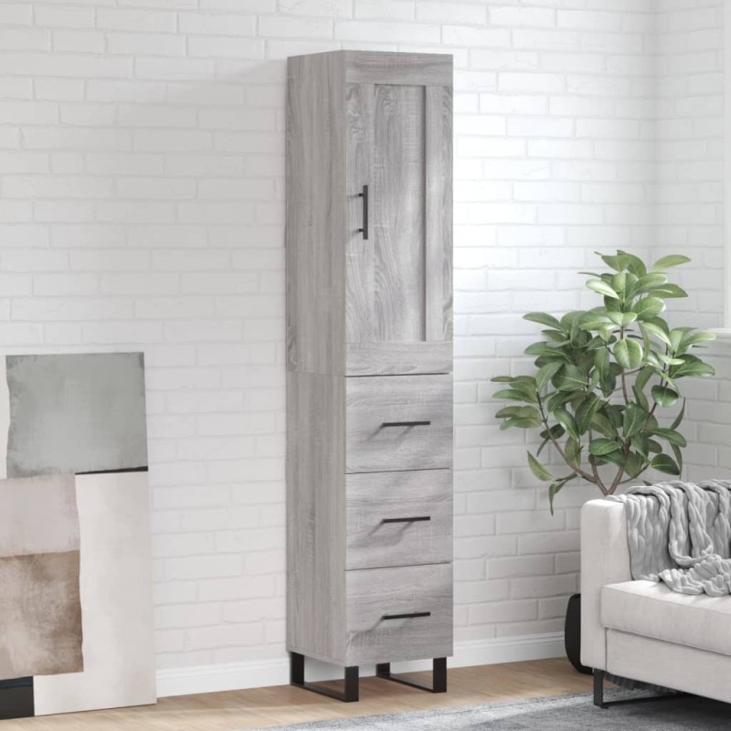 vidaXL Credenza Grigio Sonoma 34,5x34x180 cm in Legno Multistrato vidaXL Credenza Grigio Sonoma 34,5x34x180 cm in Legno Multistrato