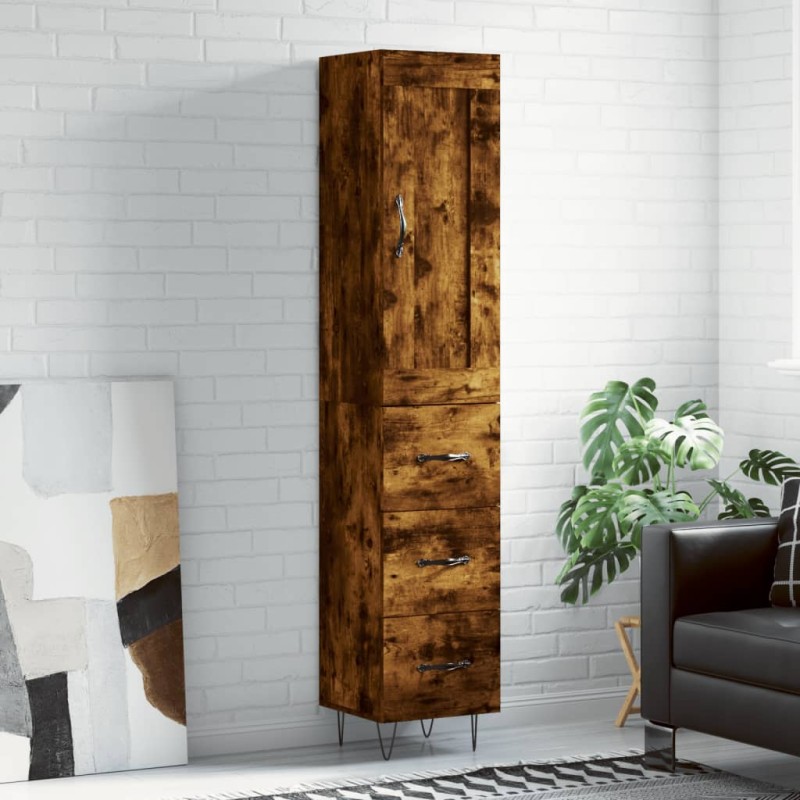 vidaXL Credenza Rovere Fumo 34,5x34x180 cm in Legno Multistrato vidaXL Credenza Rovere Fumo 34,5x34x180 cm in Legno Multistrato