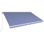 Tenda da Sole Retrattile Manuale 500x300 cm Blu e Bianca Tenda da Sole Retrattile Manuale 500x300 cm Blu e Bianca