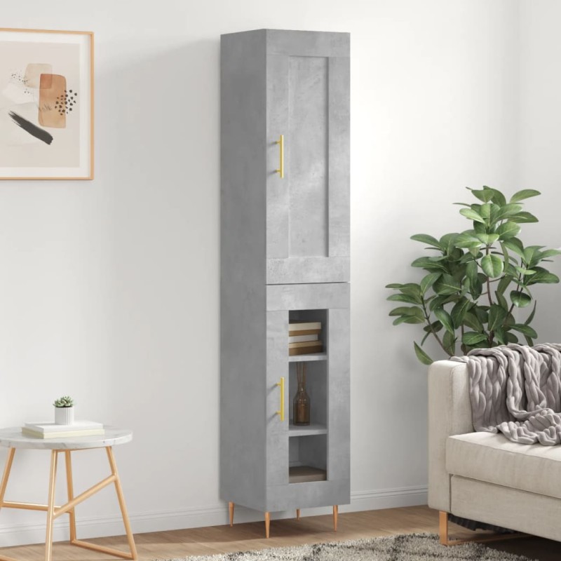 vidaXL Credenza Grigio Cemento 34,5x34x180 cm in Legno Multistrato vidaXL Credenza Grigio Cemento 34,5x34x180 cm in Legno Multistrato