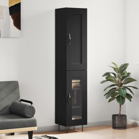 vidaXL Credenza Nera 34,5x34x180 cm in Legno Multistrato