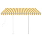 Tenda da Sole Retrattile Automatica Pali 3,5x2,5m Gialla Bianca Tenda da Sole Retrattile Automatica Pali 3,5x2,5m Gialla Bianca